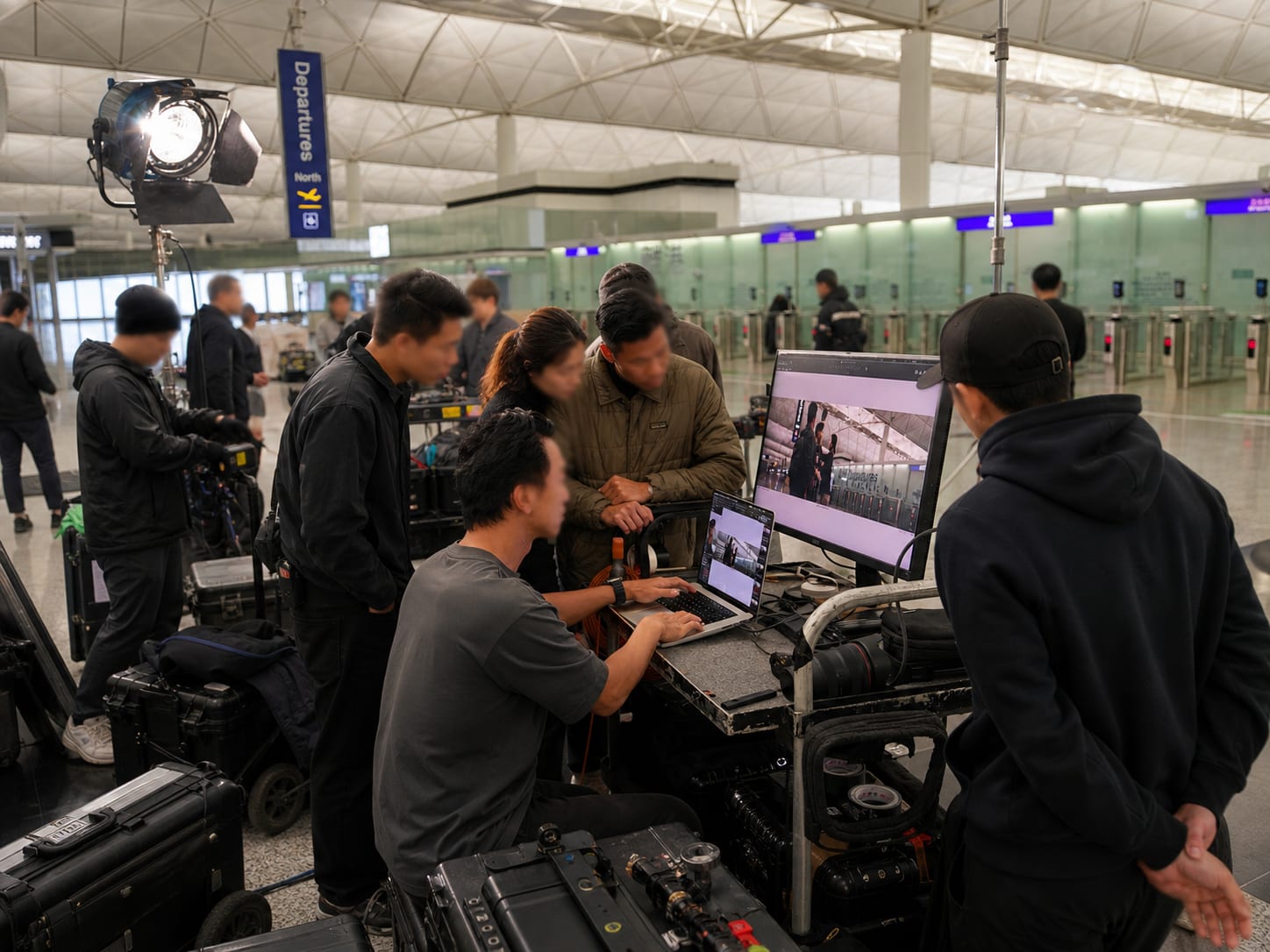 Hong Kong camera crew operating high-end film equipment.